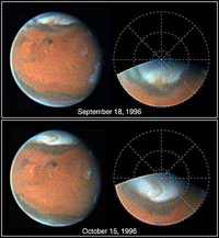 Marte: tempesta di sabbia primaverile al polo nord