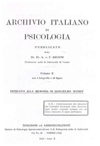 Archivio di psicologia, fasc. dedicato a Wundt